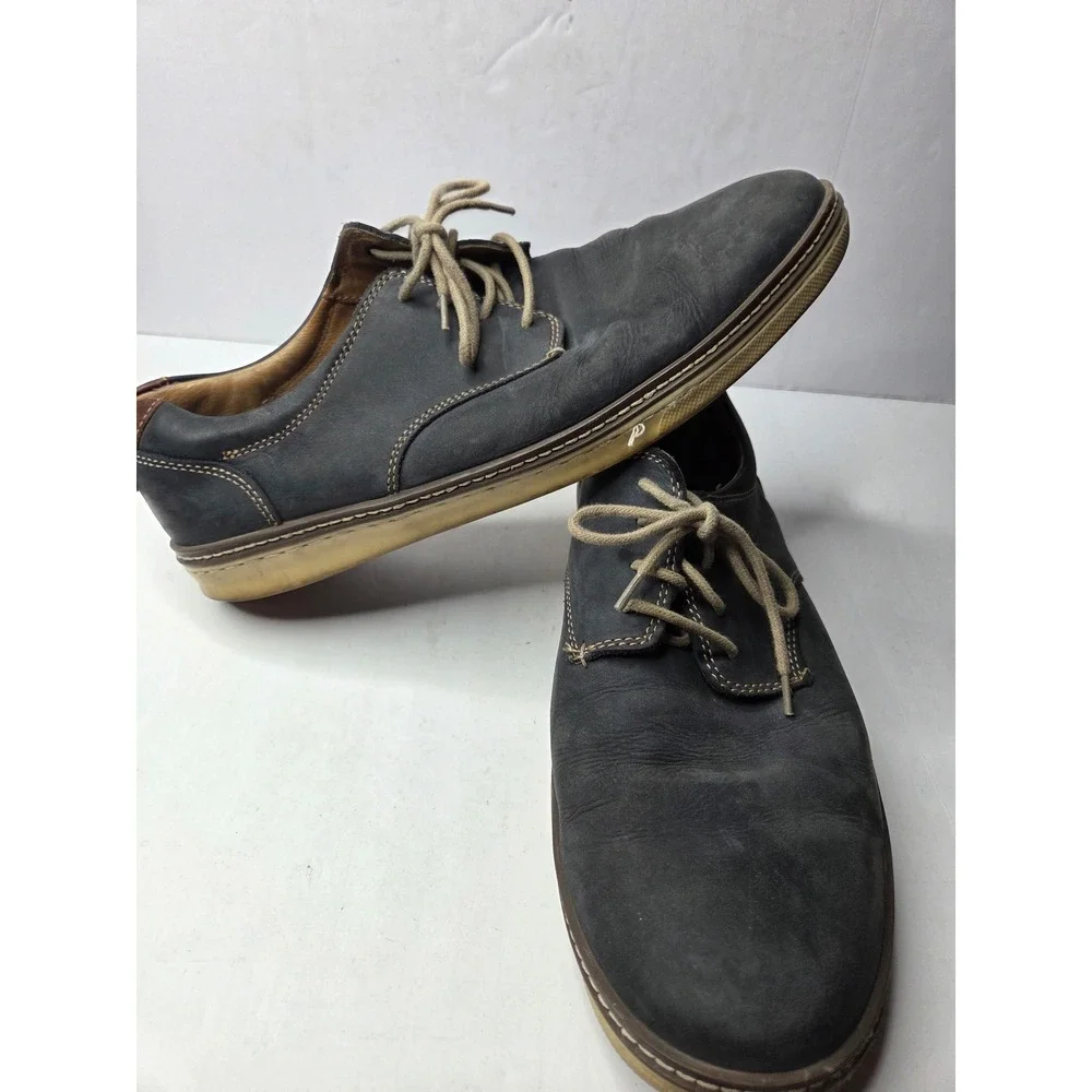 Johnston & Murphy McGuffey Plain Toe Derby Navy Blue Leather Mens 10.5 W 25-8359